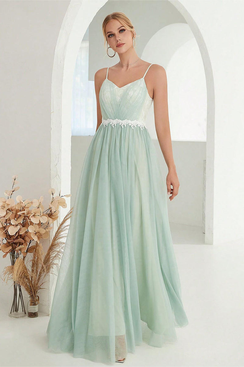 Load image into Gallery viewer, Blush A Line Spaghetti Straps Tulle Long Formal Dress
