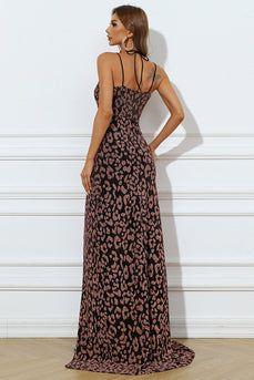 Leopard Print Mermaid Formal Dress with Slit