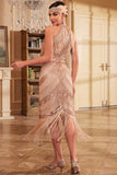 Champagne Glitter Halter Fringes 1920s Dress with Sleeveless