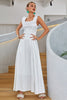 Load image into Gallery viewer, White A-Line Square Neck Long Formal Dress