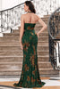 Load image into Gallery viewer, Dark Green Mermaid Halter Print Backless Formal Dress