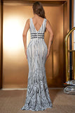 White Mermaid V-Neck Long Formal Dress