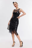 Sparkly Champagne Sequins Fringed 1920s Gatsby Dress