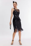 Sparkly Champagne Sequins Fringed 1920s Gatsby Dress