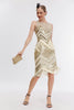 Load image into Gallery viewer, Sparkly Champagne Sequins Fringed 1920s Gatsby Dress