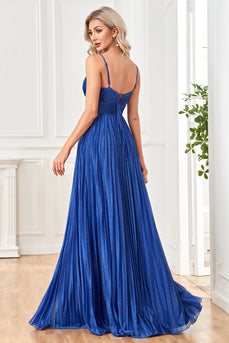 Glitter A-Line Dark Blue Formal Dress