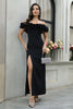 Load image into Gallery viewer, Black Off The Shoulder Formal Dress with Slit
