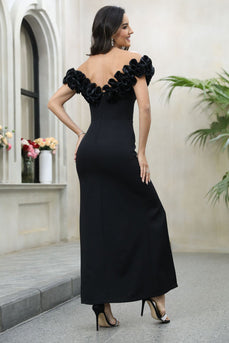 Black Off The Shoulder Formal Dress with Slit