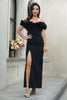 Load image into Gallery viewer, Black Off The Shoulder Formal Dress with Slit
