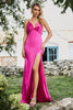 Load image into Gallery viewer, Mermaid Fuchsia Beaded Formal Dress with Slit