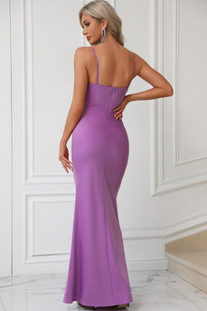 Mermaid Spaghetti Straps Purple Formal Dress