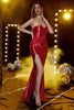 Load image into Gallery viewer, Strapless Red Mermaid Formal Dress with Pleated