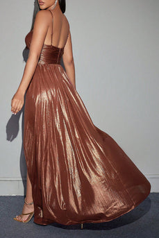 Brown A Line Formal Dress with Hollow-out