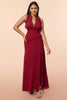 Load image into Gallery viewer, Burgundy Halter Ruffles Formal Dress with Slit