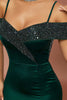 Load image into Gallery viewer, Dark Green Off the Shoulder Sparkly Formal Dress with Slit