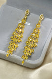 Yellow Rhinestone Dangling Earrings