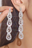 Silver Rhinestone Long Drop Earrings