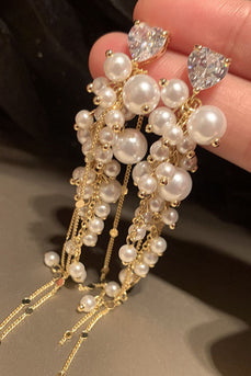 Golden Pearl Long Drop Earrings