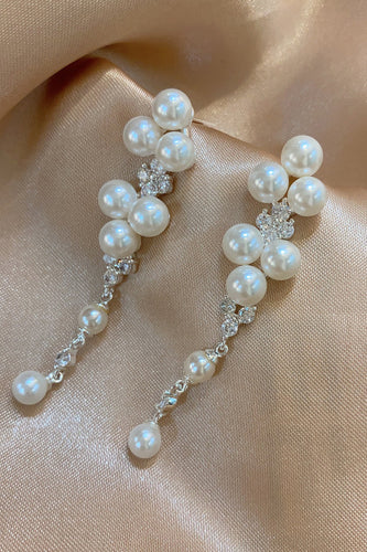 White Pearl Beading Earrings