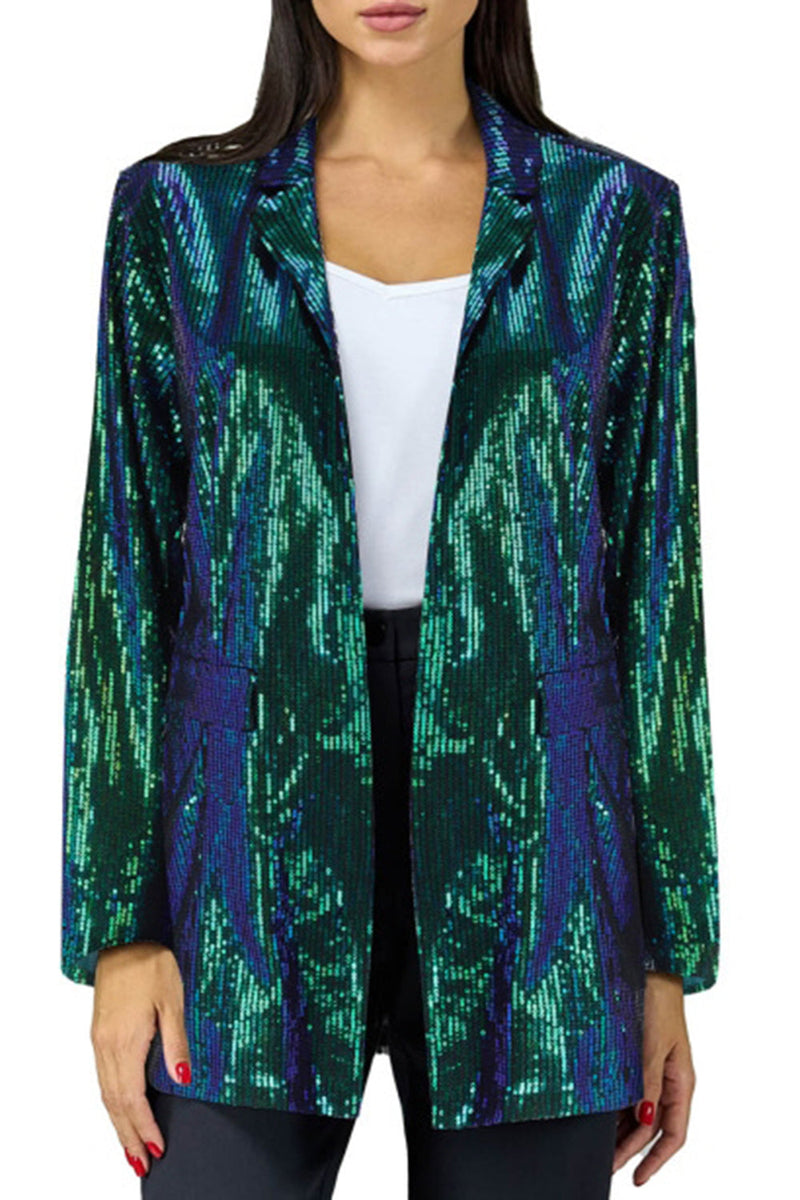Load image into Gallery viewer, Sparkly Dark Green Sequins Formal Blazer For Women