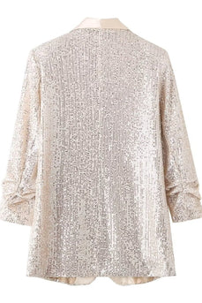 Sparkly Champagne Sequin Formal Party Blazer For Women