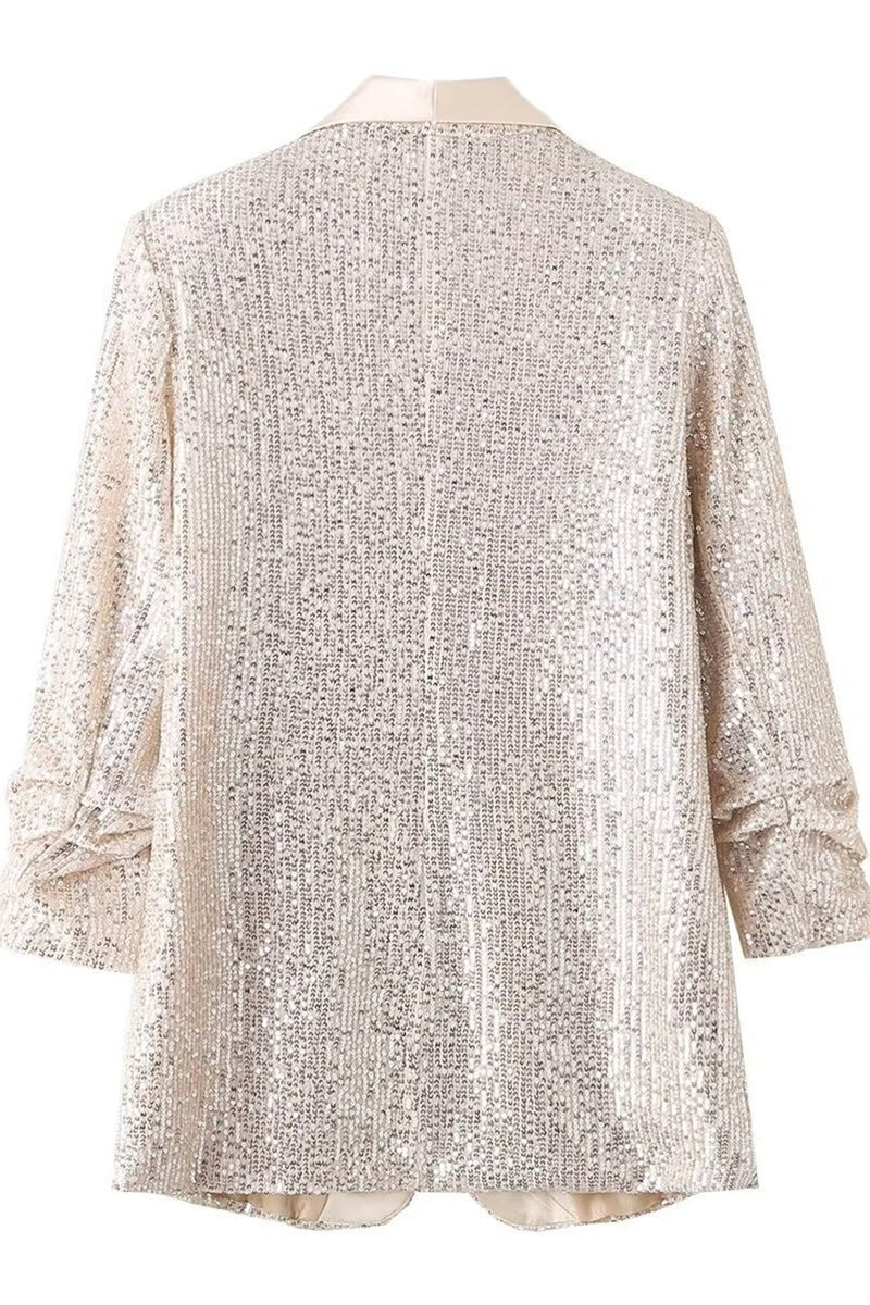 Load image into Gallery viewer, Sparkly Champagne Sequin Formal Party Blazer For Women