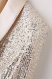 Sparkly Champagne Sequin Formal Party Blazer For Women