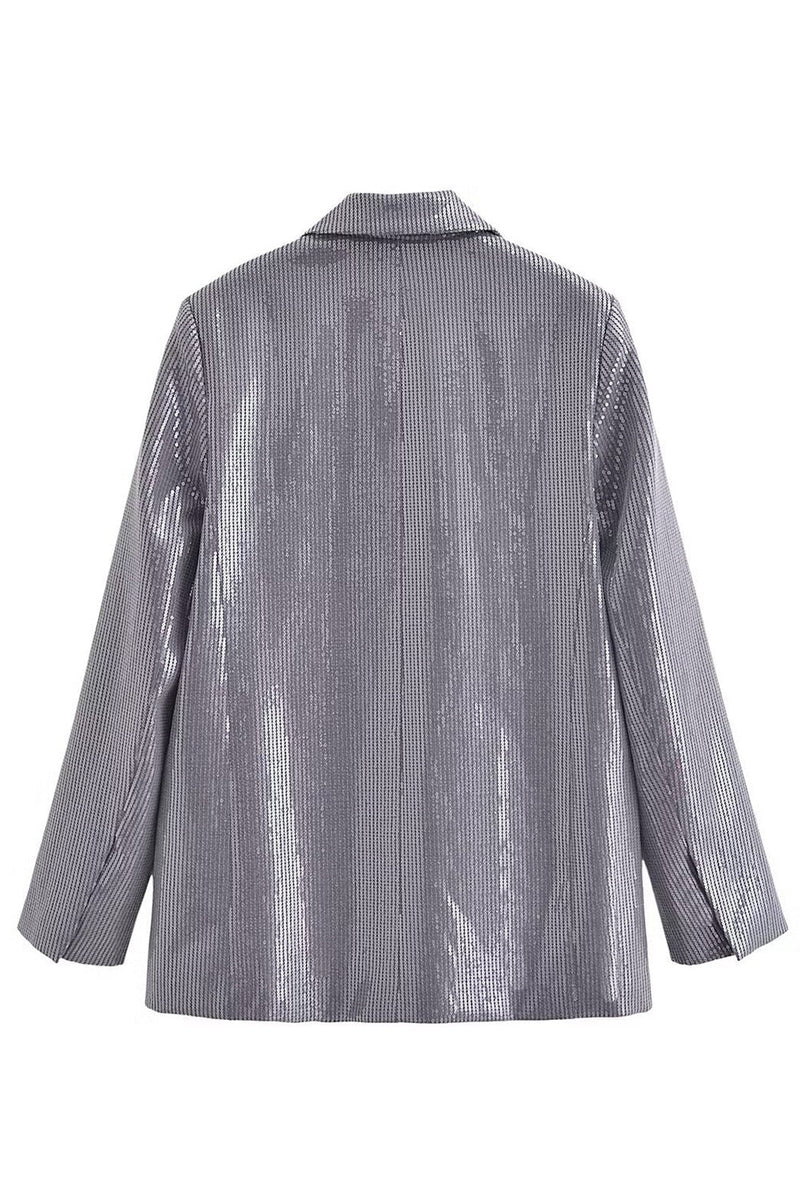 Load image into Gallery viewer, Sparkly Dark Grey Sequins Formal Unisex Women Blazer