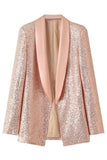 Sparkly Blush Sequins Women Formal Party Blazer