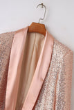 Sparkly Blush Sequins Women Formal Party Blazer