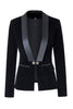 Load image into Gallery viewer, Black Slim Fit Buttoned Velvet Women Blazer