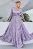 Load image into Gallery viewer, Lilac Pleated A Line Long Sleeves Formal  Dress