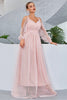 Load image into Gallery viewer, Blush Cold Shoulder Tulle Formal  Dress with Polka Dots