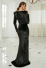 Load image into Gallery viewer, Black Sheath Mermaid Long Formal Dress With Long Sleeves