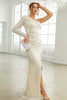 Load image into Gallery viewer, One Shoulder Long Sleeves Sparkly Formal Dress with Slit