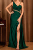 Load image into Gallery viewer, Asymmetrical Dark Green Long Formal Dress with Slit