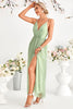 Load image into Gallery viewer, A-Line Tulle Light Green Spaghetti Straps Formal Dress with Slit