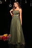 Load image into Gallery viewer, Sparkly A-Line Spaghetti Straps Army Green Formal Dress