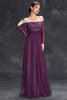 Load image into Gallery viewer, Dark Purple Tulle Off The Shoulder Formal Dress with Sleeves