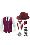 Black Single Breasted Men's Suit Vest with Accessories Set