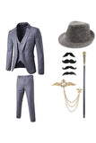 Dark Blue Men's 1920s Suits with Accessories Set