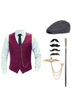 Black One Breasted Men's Vest with Accessories Set