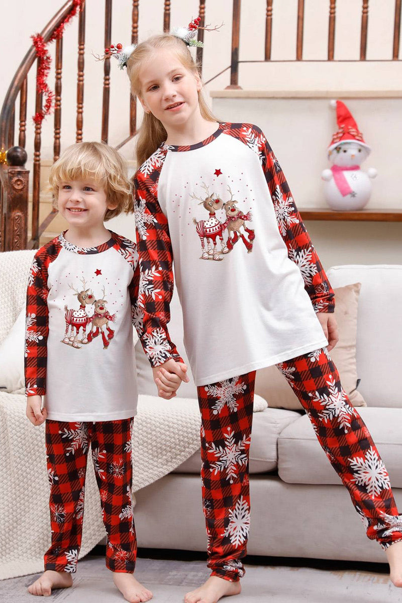 Load image into Gallery viewer, Red Plaid Matching Family Christmas Pajamas with Snowflake