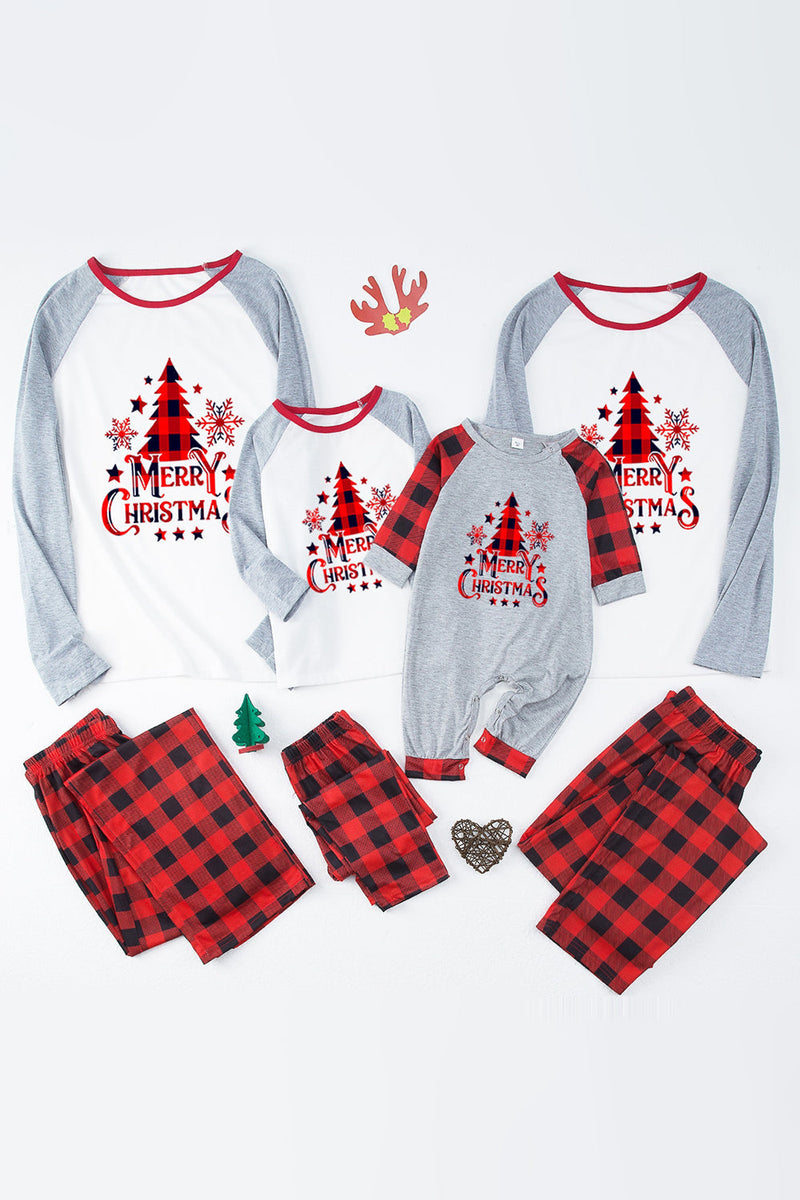 Load image into Gallery viewer, Grey &amp; Red Plaid Matching Family Christmas Pajamas