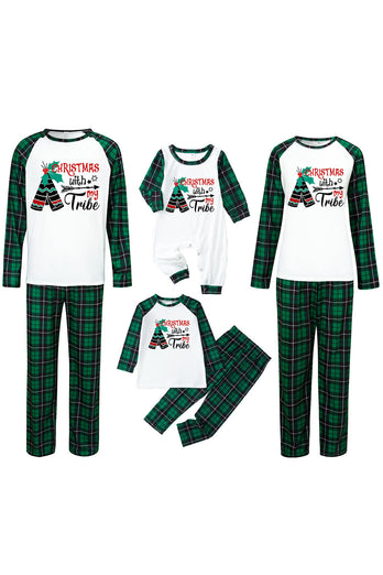 Green Family Matching Christmas Pajamas with Dog