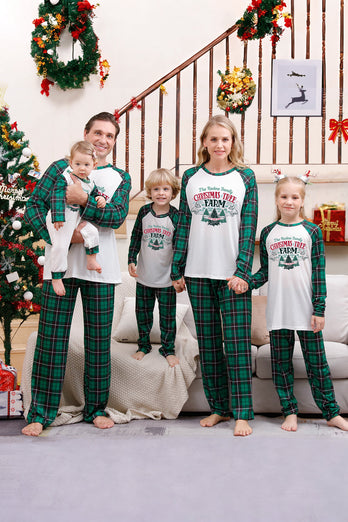 Green Family Matching Christmas Pajamas with Dog