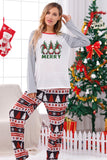 Print Grey Long Sleeves Matching Family Christmas Pajamas