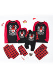 Red Plaid Christmas Fmaily Print Pajamas Sets with Dog