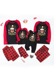 Red Plaid Christmas Fmaily Print Pajamas Sets with Dog