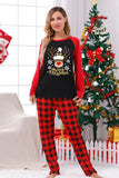 Red Plaid Christmas Fmaily Print Pajamas Sets with Dog